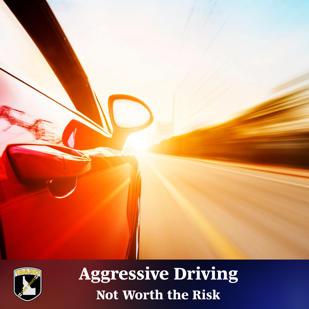 Aggressive driving graphic of car on roadway