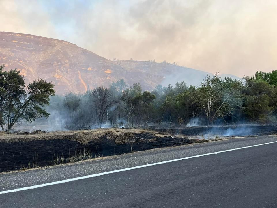 Gwen Fire news release of raodway with burnt ground