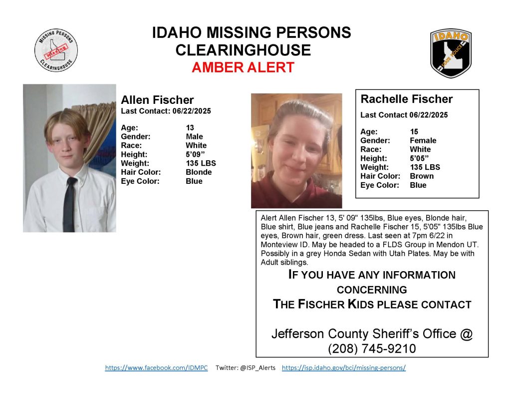 AMBER Alert poster for Allen Fischer and Rachelle Fischer