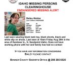 Missing persons flyer featuring picture of missing child