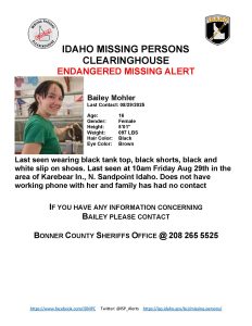 Missing persons flyer featuring picture of missing child