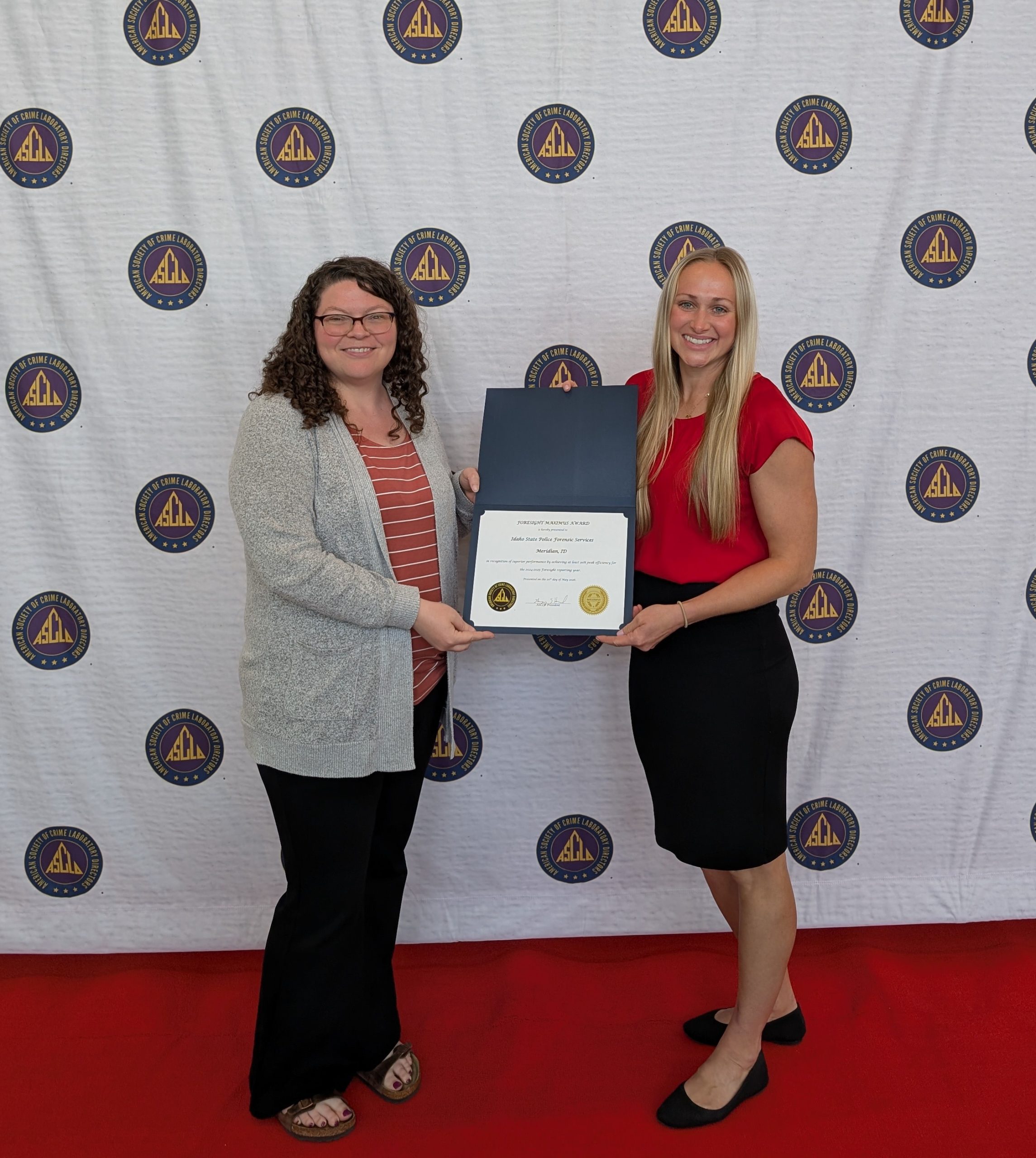 Idaho State Police Forensic Services FORESIGHT award presentation
