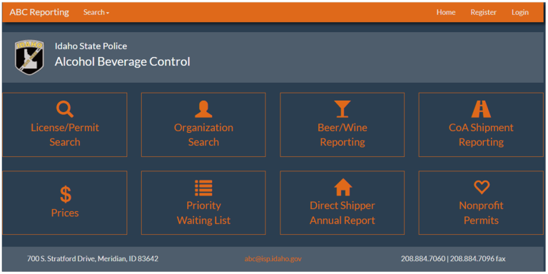 Alcohol Beverage Control database for reporting and status